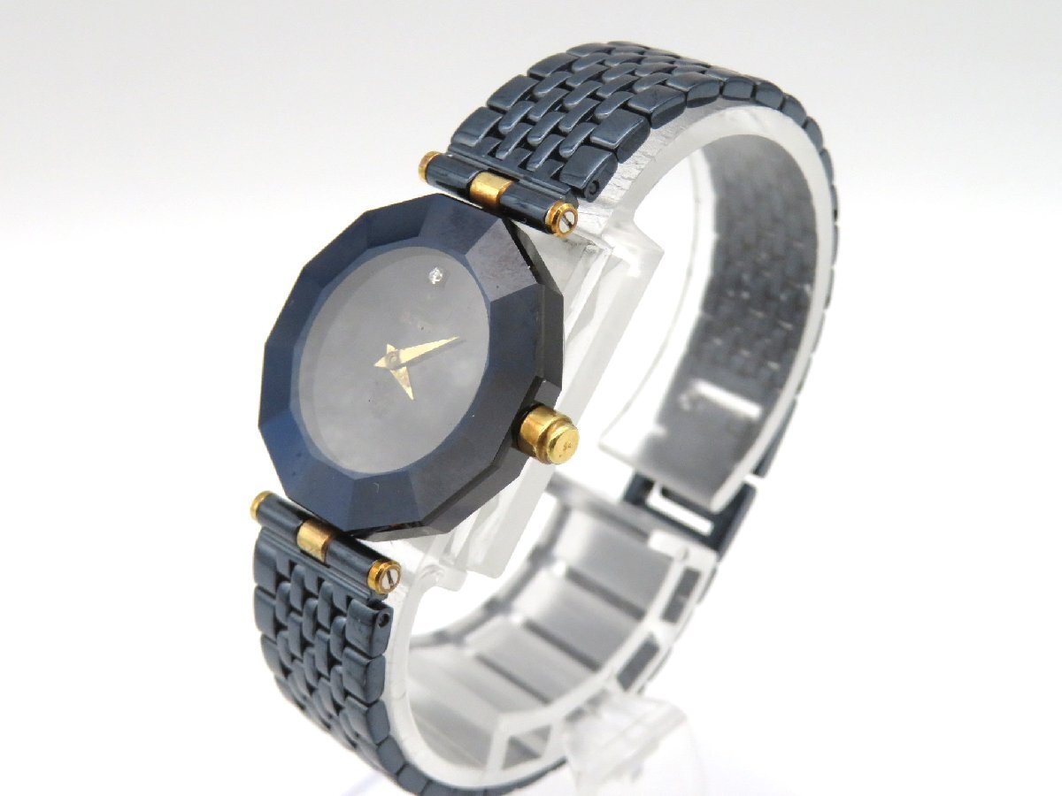 1円■ジャンク■ H.Stern ブラック クオーツ レディース 腕時計 M13008