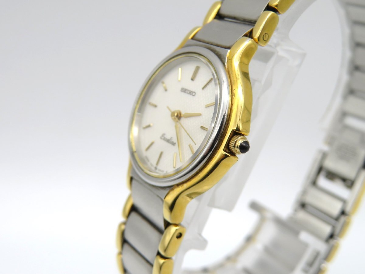 1円◆稼働◆ セイコー 7321-0520 ホワイト クオーツ レディース 腕時計 O213の画像2