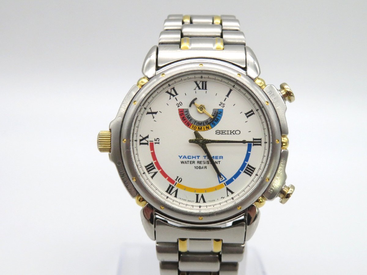 1 иен * работа * Seiko 8M37-7000 Yacht timer серебряный кварц мужские наручные часы M16702