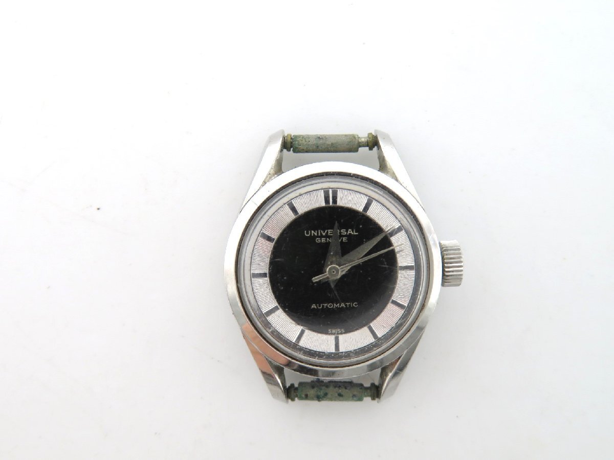 1円◆稼働◆ ユニバーサルジュネーブ ブラック 自動巻き レディース 腕時計 M13906の画像1