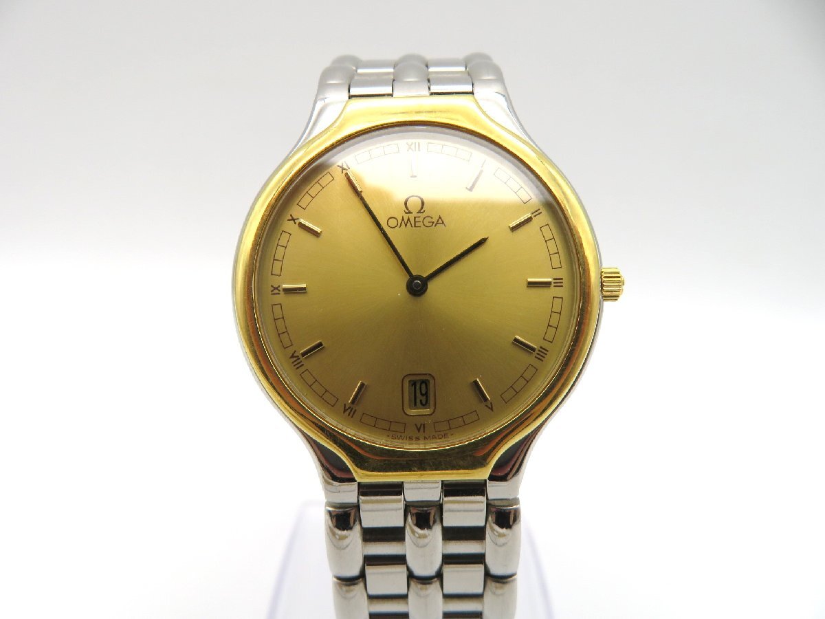 1円◆稼働◆ オメガ シンボル ゴールド クオーツ レディース 腕時計 M16005の画像1