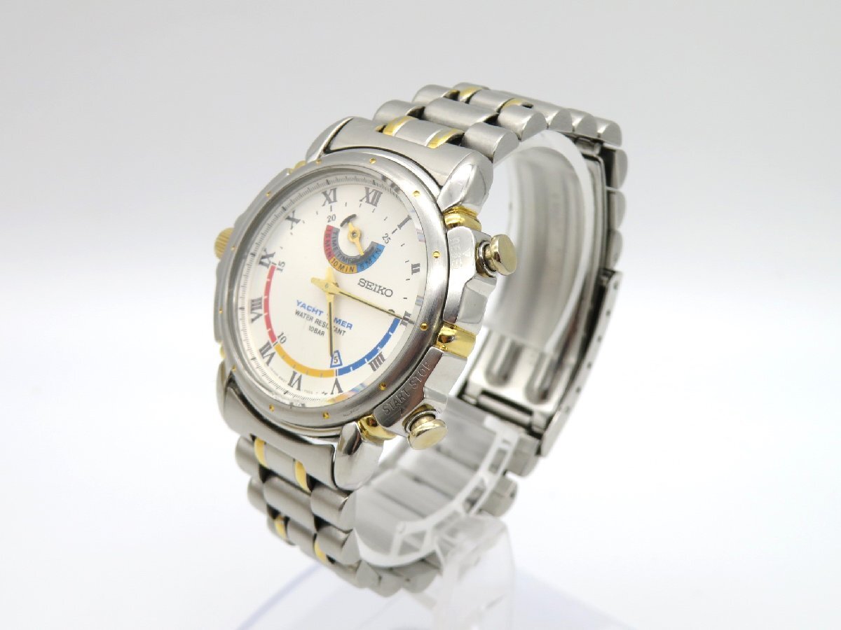 1 иен * работа * Seiko 8M37-7000 Yacht timer серебряный кварц мужские наручные часы M16702