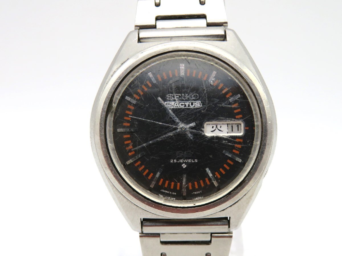 1円◆稼働◆ セイコー SEIKO5 アクタス 黒 自動巻き メンズ 腕時計 O178_画像1
