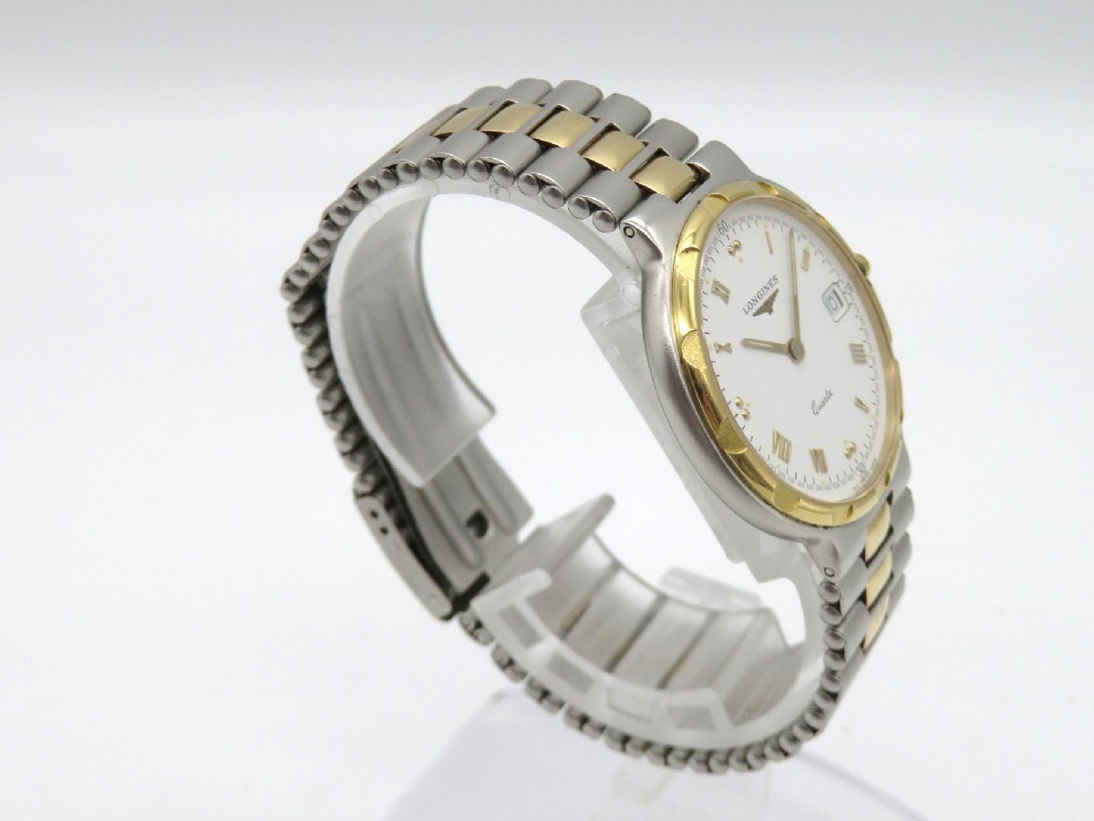 1円◆稼働◆ ロンジン コンクエスト ホワイト クオーツ ユニセックス 腕時計 M20101の画像4