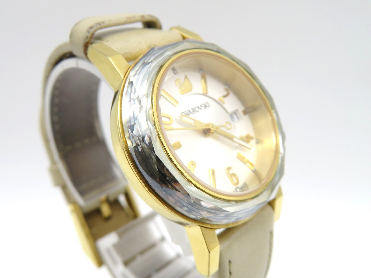 1 jpy * operation * Swarovski silver quarts unisex wristwatch M38804