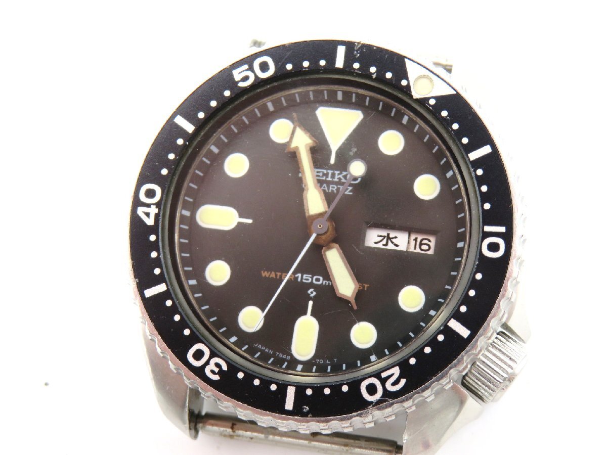 1円◆稼働◆ セイコー 7548-7000 ブラック クオーツ メンズ 腕時計 M21205_画像1