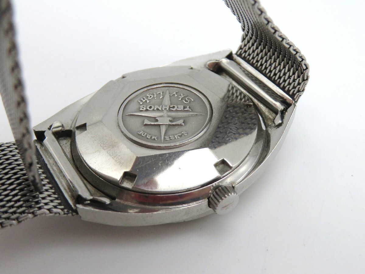 1円◆稼働◆ テクノス スカイライト 黒 自動巻き ユニセックス 腕時計 O185