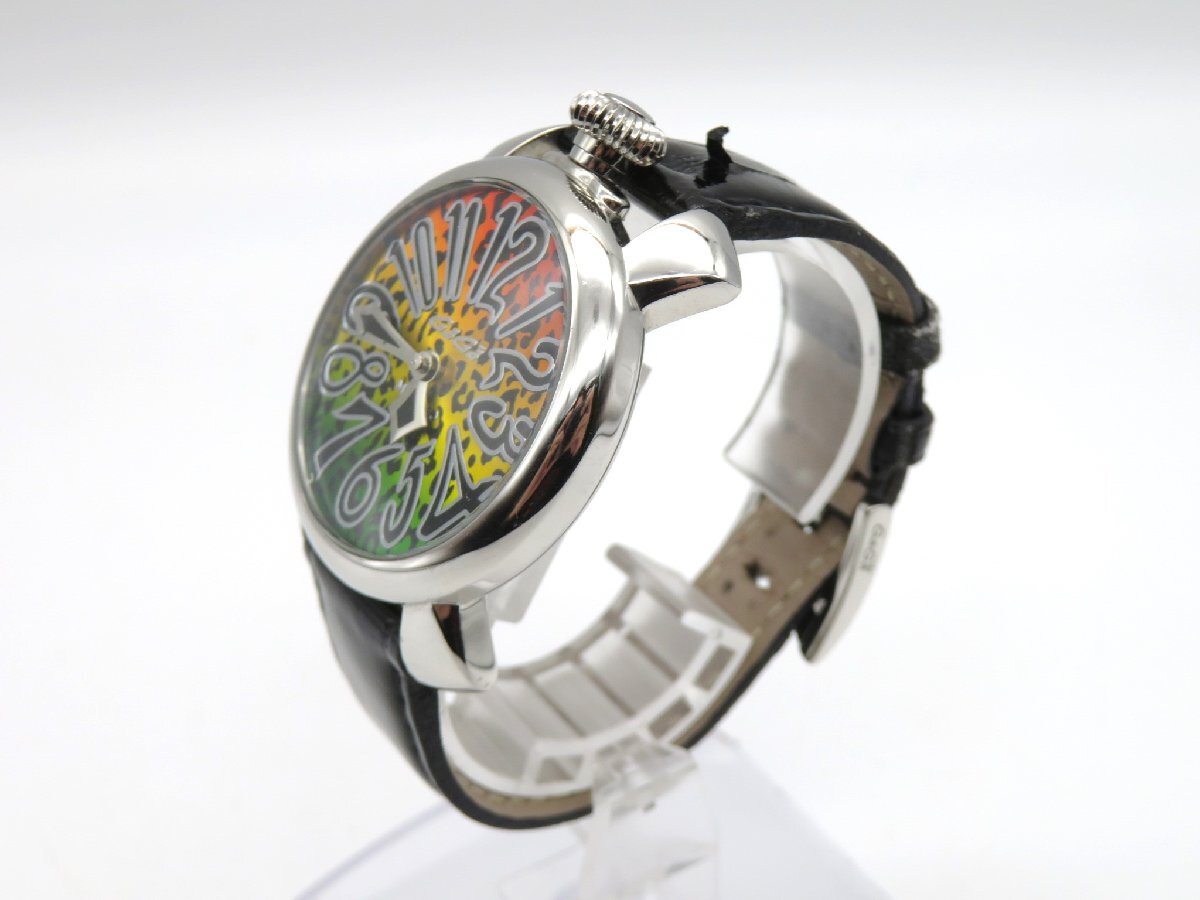 1円◆稼働◆ ガガミラノ レオパード クオーツ メンズ 腕時計 M38003の画像3