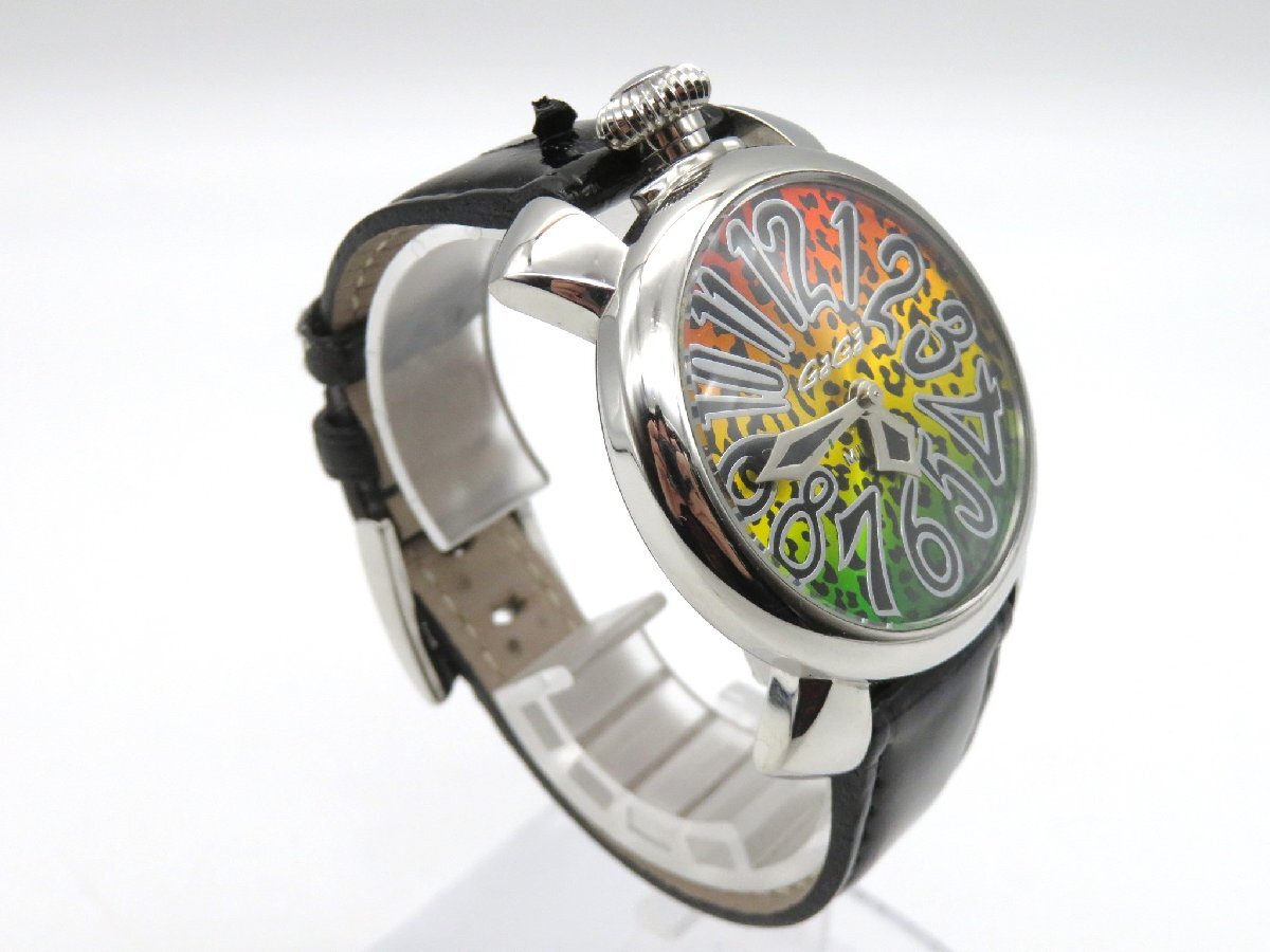 1円◆稼働◆ ガガミラノ レオパード クオーツ メンズ 腕時計 M38003の画像4
