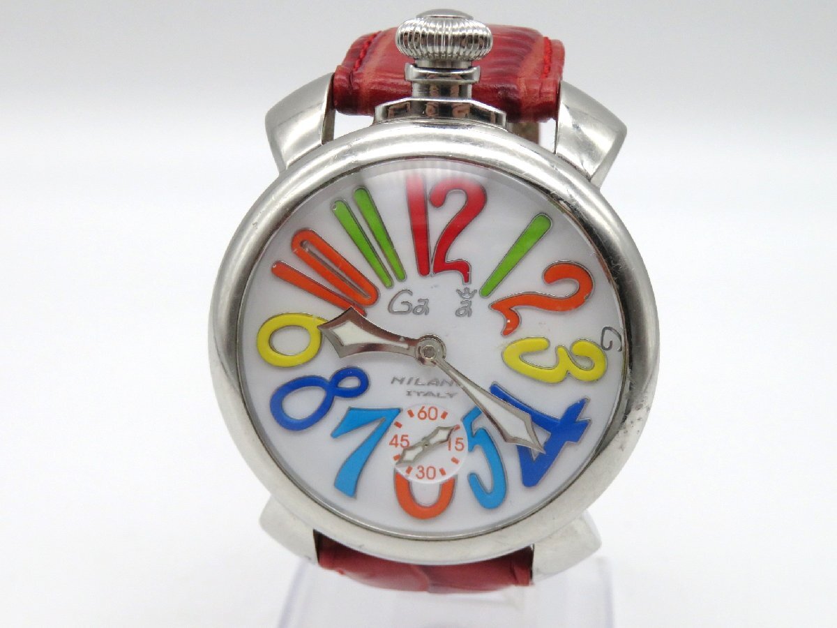 1円◆稼働◆ ガガミラノ マヌアーレ48 ホワイト 手巻き メンズ 腕時計 M20501_画像2