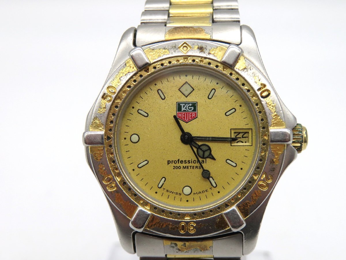 1円◆稼働◆ タグホイヤー 964.013R ゴールド クオーツ ユニセックス 腕時計 M22408