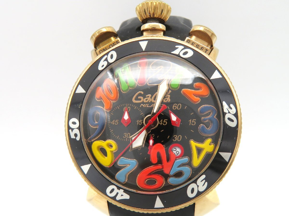 1円◆稼働◆ ガガミラノ ＭＭ４８ ブラック クオーツ メンズ 腕時計 M39001_画像1