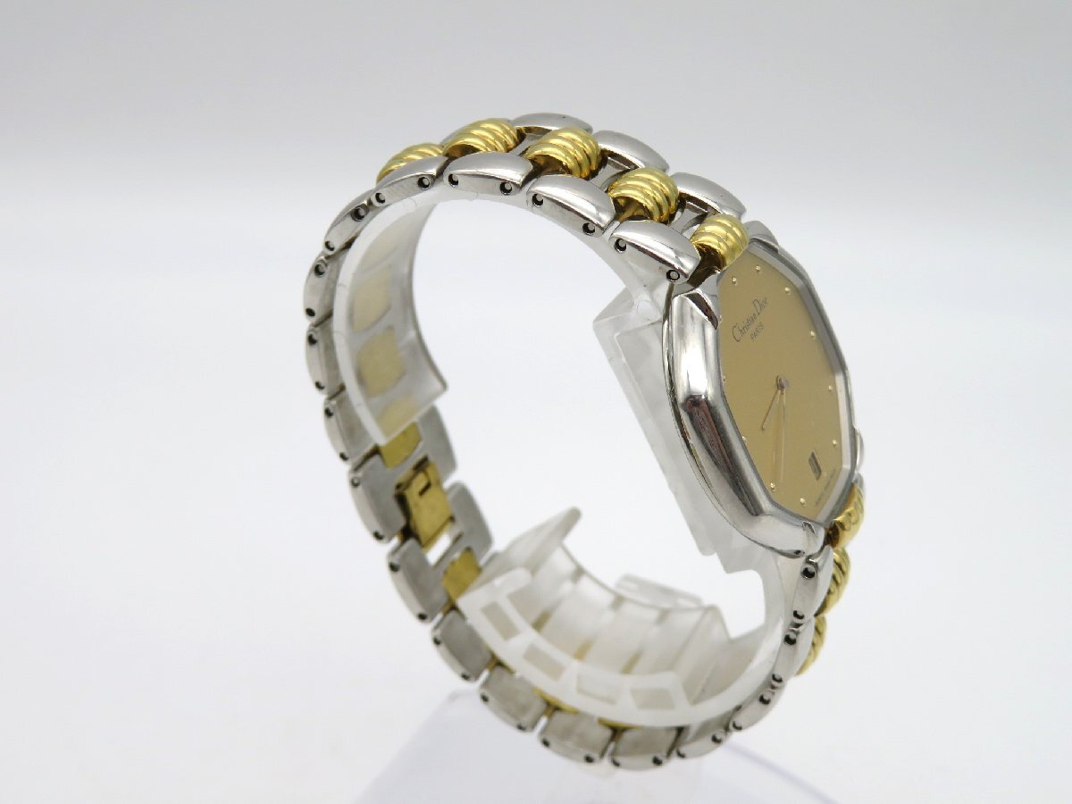 1円◆稼働◆ クリスチャンディオール Ｄ45-204 ゴールド クオーツ ユニセックス 腕時計 M18513の画像4