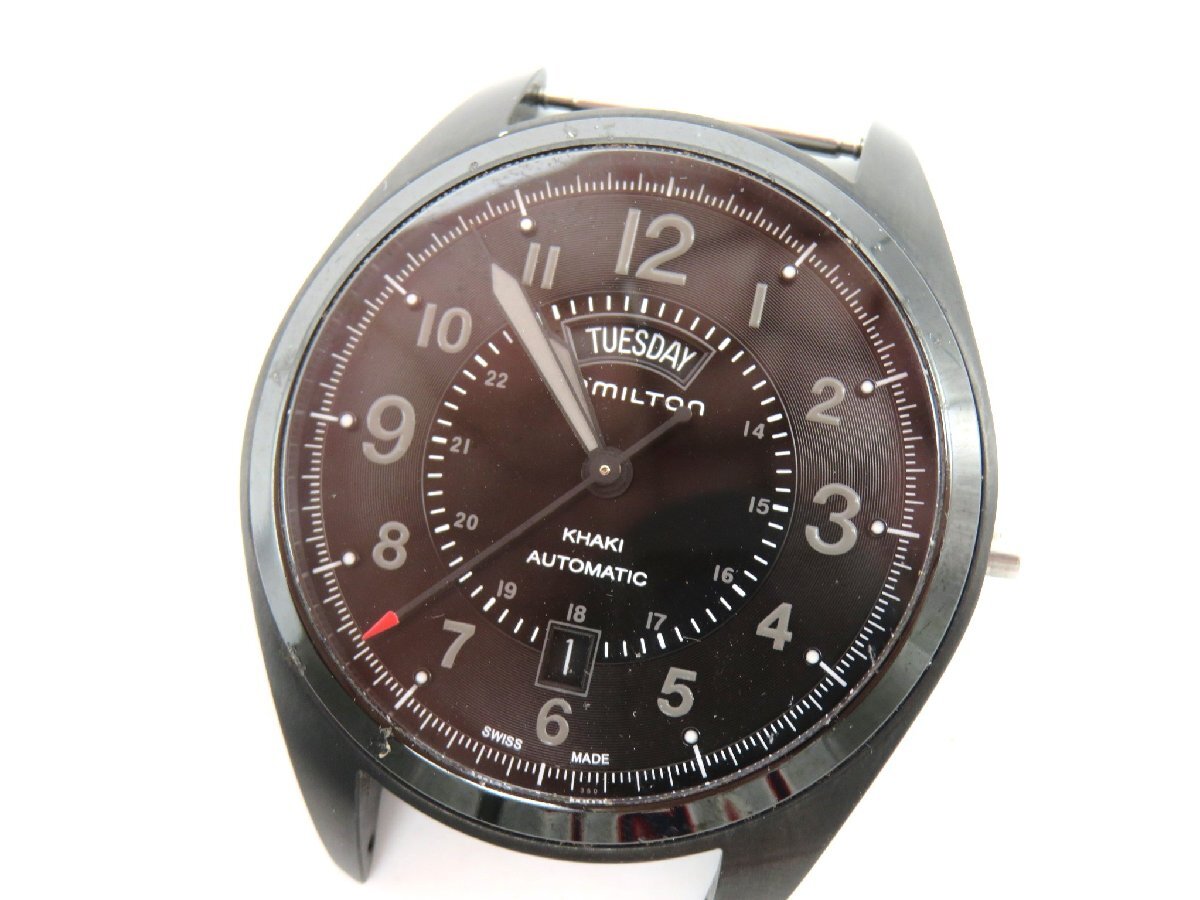 1円◆稼働◆ ハミルトン Ｈ706950 カーキ ブラック 自動巻き メンズ 腕時計 M19303の画像1