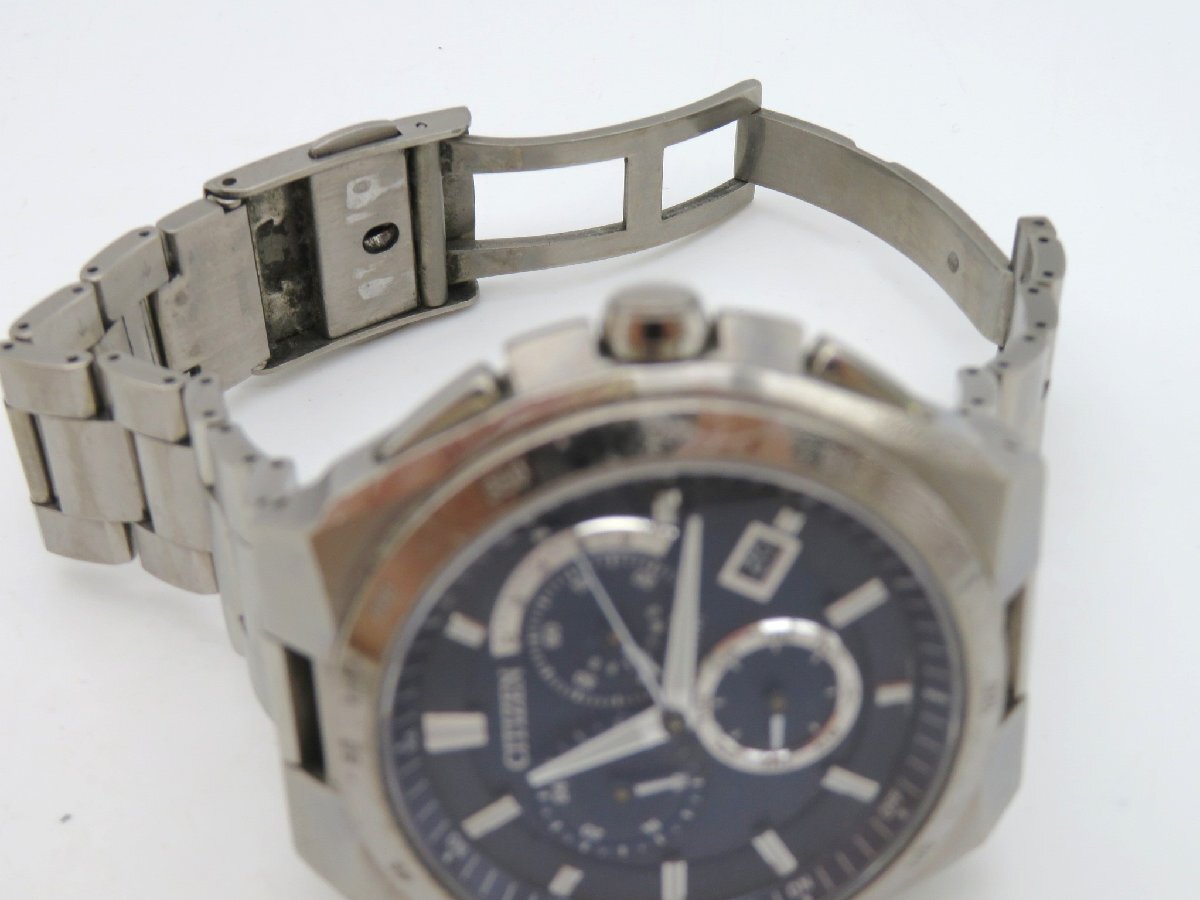 1円◆稼働◆ シチズン アテッサ ネイビー クオーツ メンズ 腕時計 N635_画像6