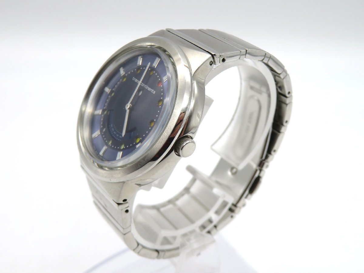 1円◆稼働◆ TRANS CONTINENTS ブルー クオーツ メンズ 腕時計 M32303_画像3