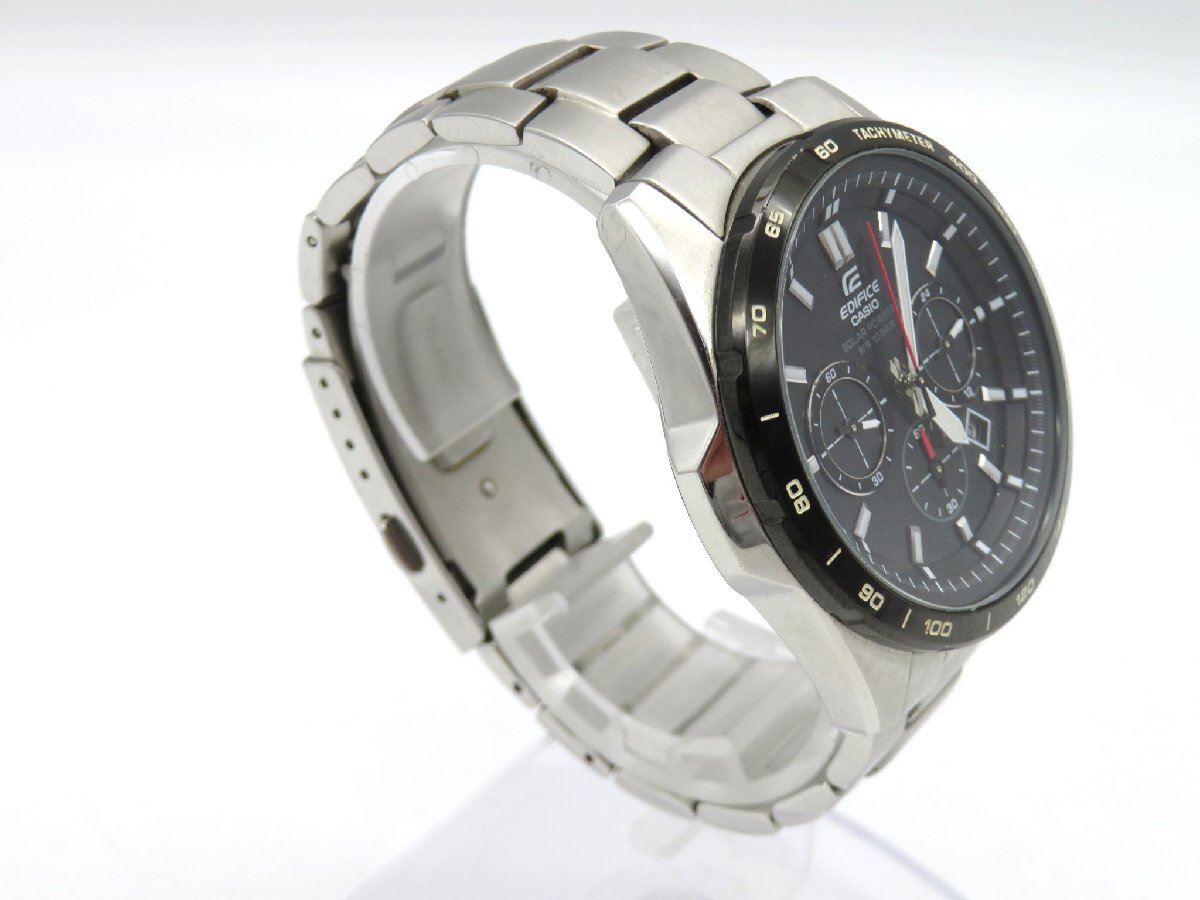 1円■ジャンク■ カシオ EFR-518SBBJ エディフィス ブラック ソーラー メンズ 腕時計 M20004_画像4