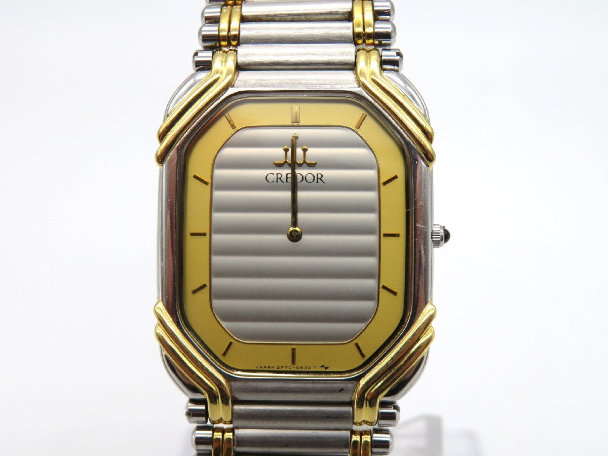 1円■ジャンク■ クレドール 2F70-5480 シルバー/ゴールド クオーツ レディース 腕時計 M23101の画像2