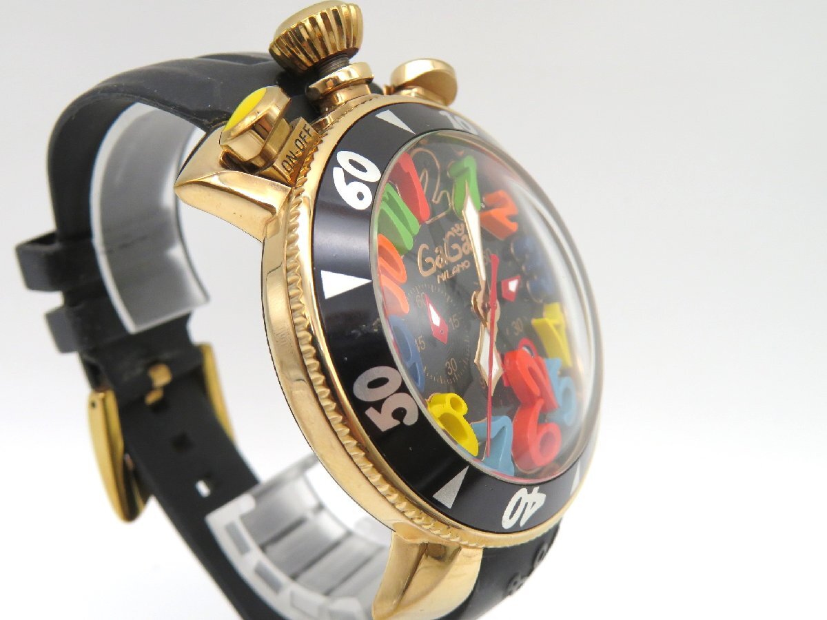 1円◆稼働◆ ガガミラノ ＭＭ４８ ブラック クオーツ メンズ 腕時計 M39001_画像3
