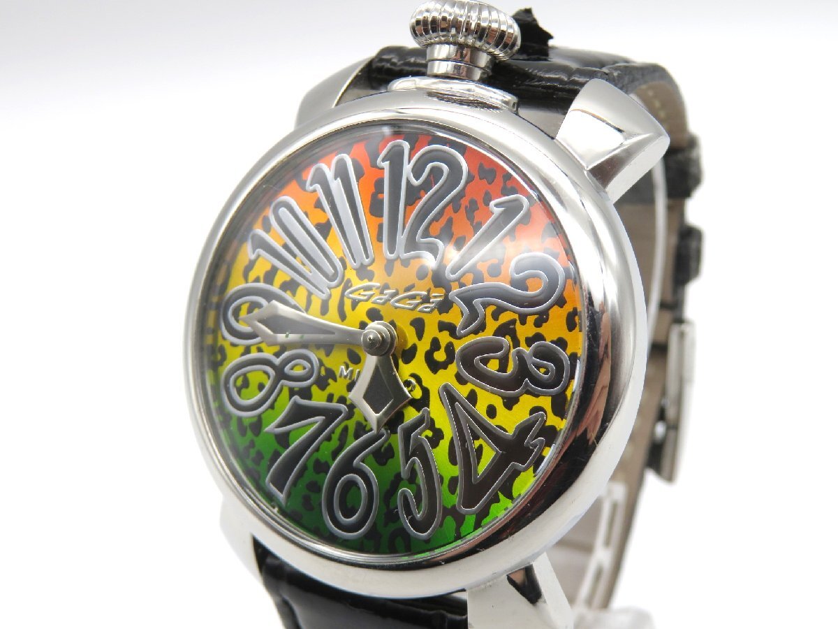 1円◆稼働◆ ガガミラノ レオパード クオーツ メンズ 腕時計 M38003の画像1