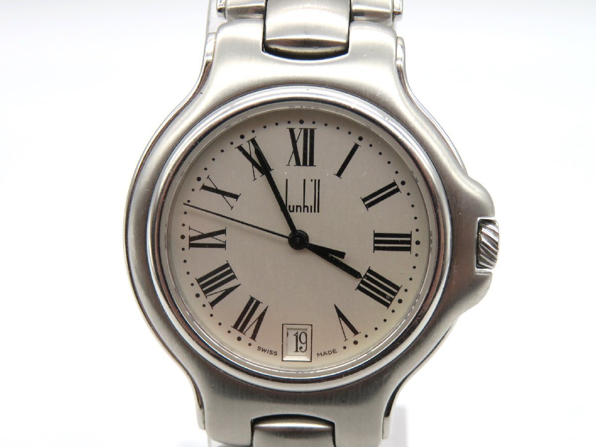 1 иен * работа * Dunhill серебряный кварц унисекс наручные часы M22003