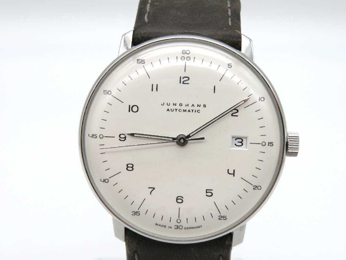 1円■ジャンク■ ユンハンス ホワイト 自動巻き メンズ 腕時計 M20802の画像2