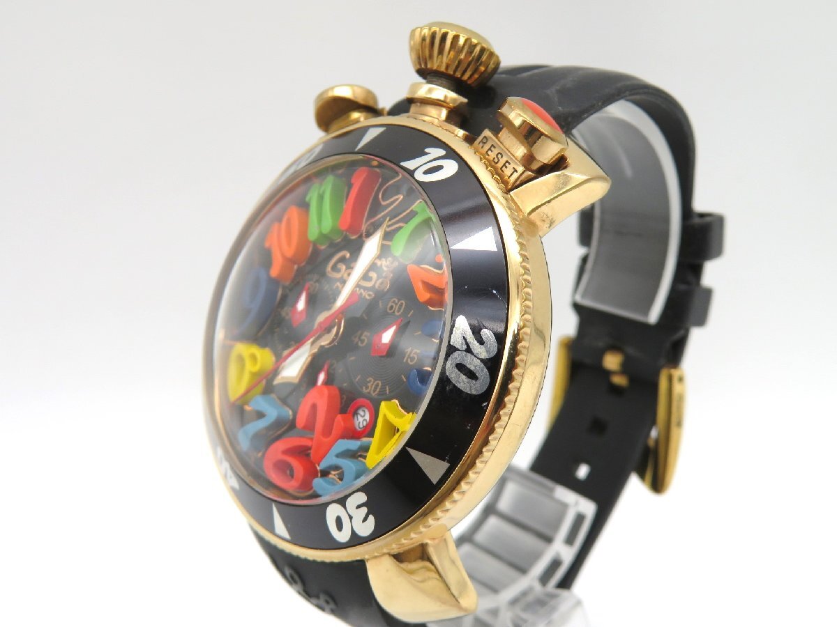 1 jpy * operation * GaGa Milano MM48 black quarts men's wristwatch M39001