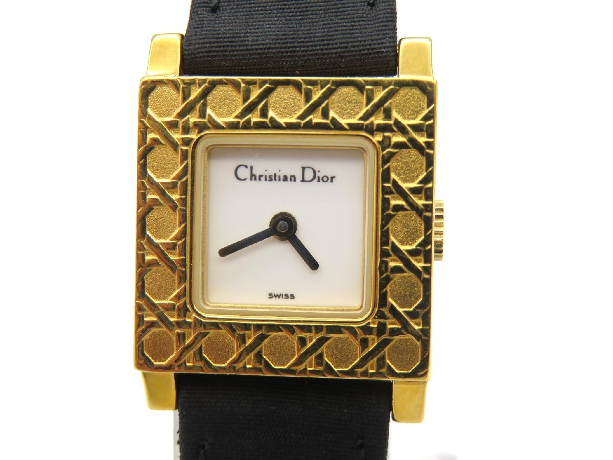 1 иен * работа * Christian Dior D60-159 белый кварц женские наручные часы изменение ремень M20704