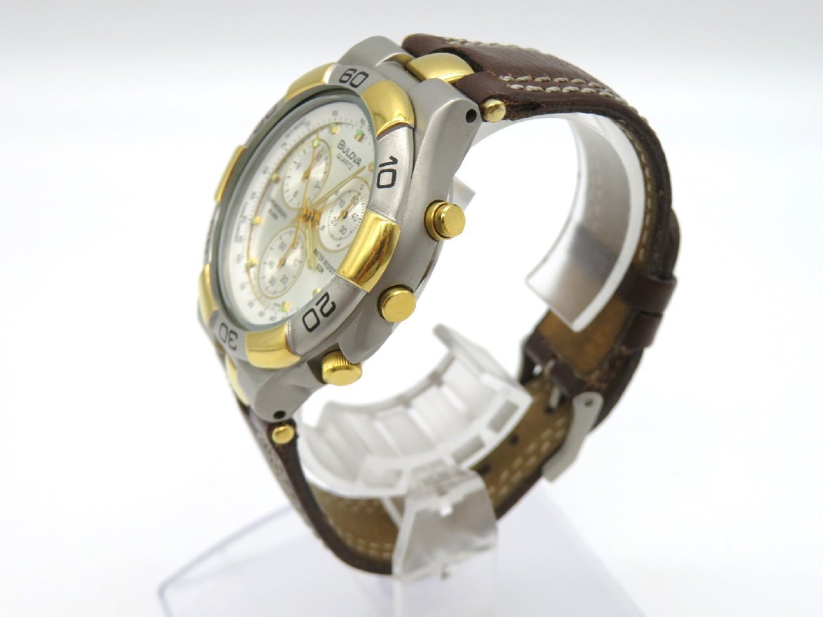 1円◆稼働◆ ブローバ シルバー クオーツ メンズ 腕時計 M19703の画像3