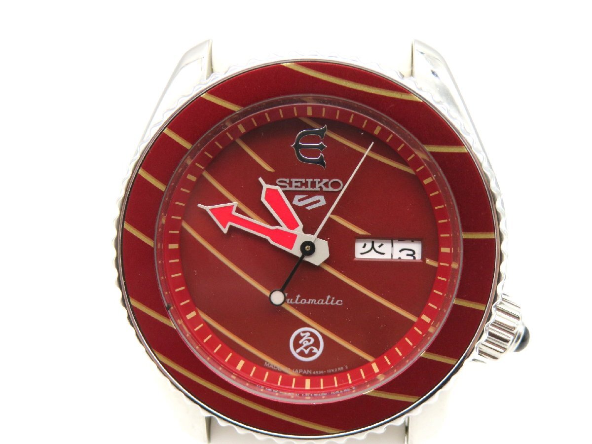1円◆稼働◆ セイコー 4R36-11G0 EVISEN レッド 自動巻き メンズ 腕時計 M38501の画像2