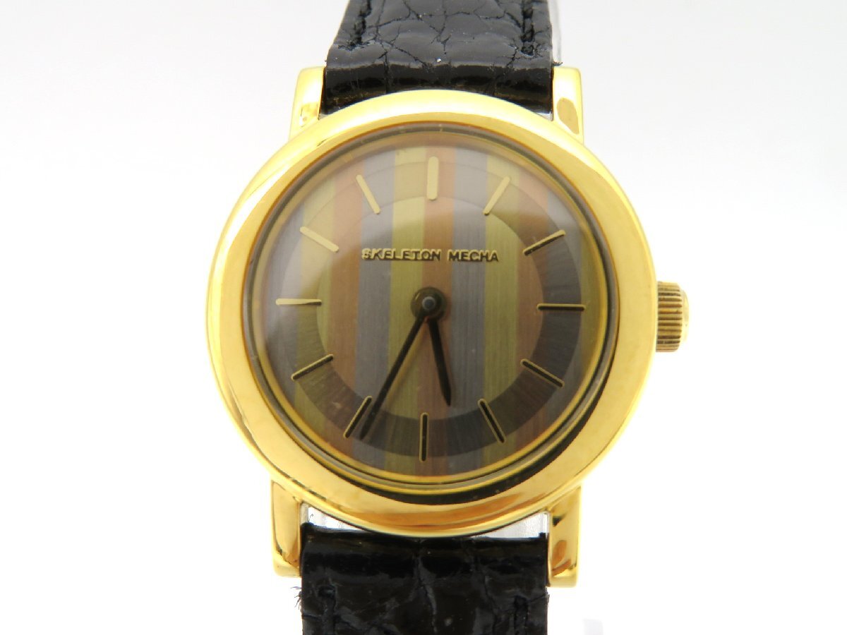 1円◆稼働◆ SKELETON MECHA ゴールド 手巻き レディース 腕時計 M38809