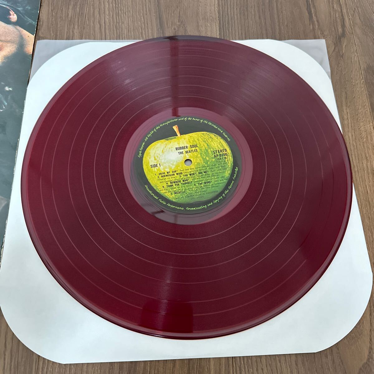 希少赤盤帯付LP!! BEATLES ビートルズ RUBBER SOUL ラバーソウル AP-8156 レコード 洋楽 RED WAX ジョン ポール リンゴ ジョージの画像7