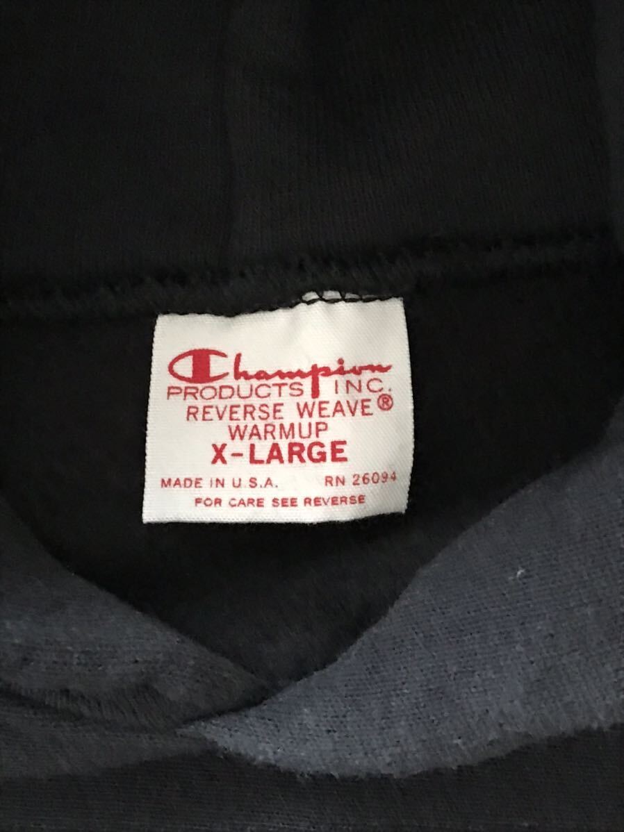 USA製赤タグ champion REVERSE WEAVE チャンピオン リバースウィーブ スウェットパーカー BLACK MADE IN USA 厚手しっかり生地_画像3