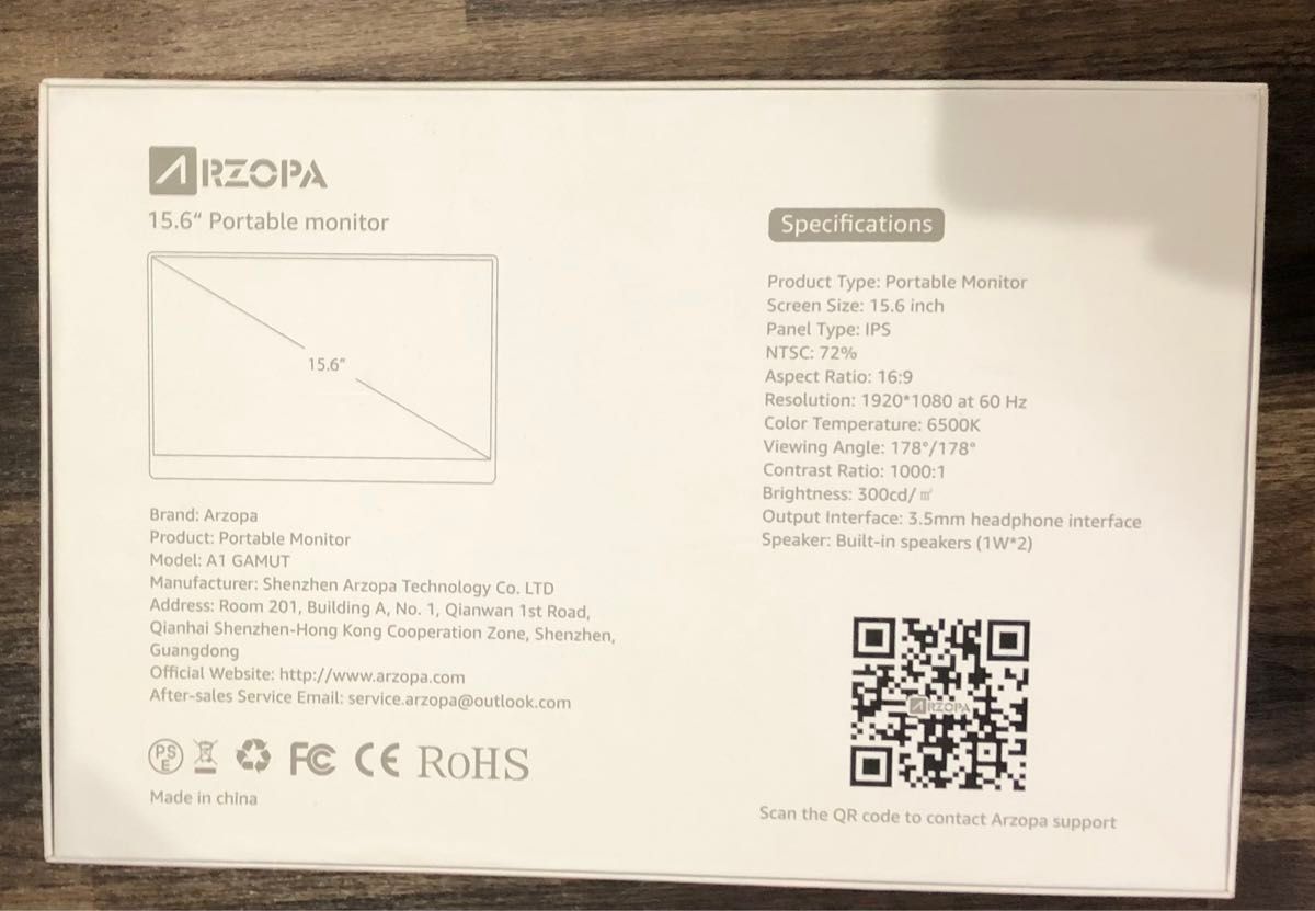 ARZOPA モバイルモニター 15.6インチ A1 GAMUT 1920x1080FHD HDR モバイルデイスプレイ