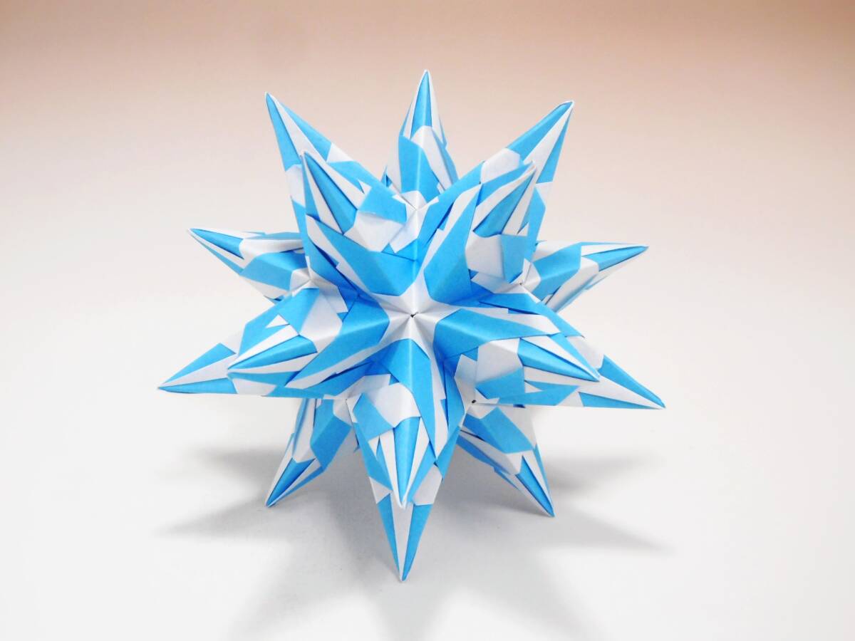 くす玉　30枚組　折り紙　ユニット　S-7　水色　トゲトゲ　kusudama　origami　ハンドメイド_画像1