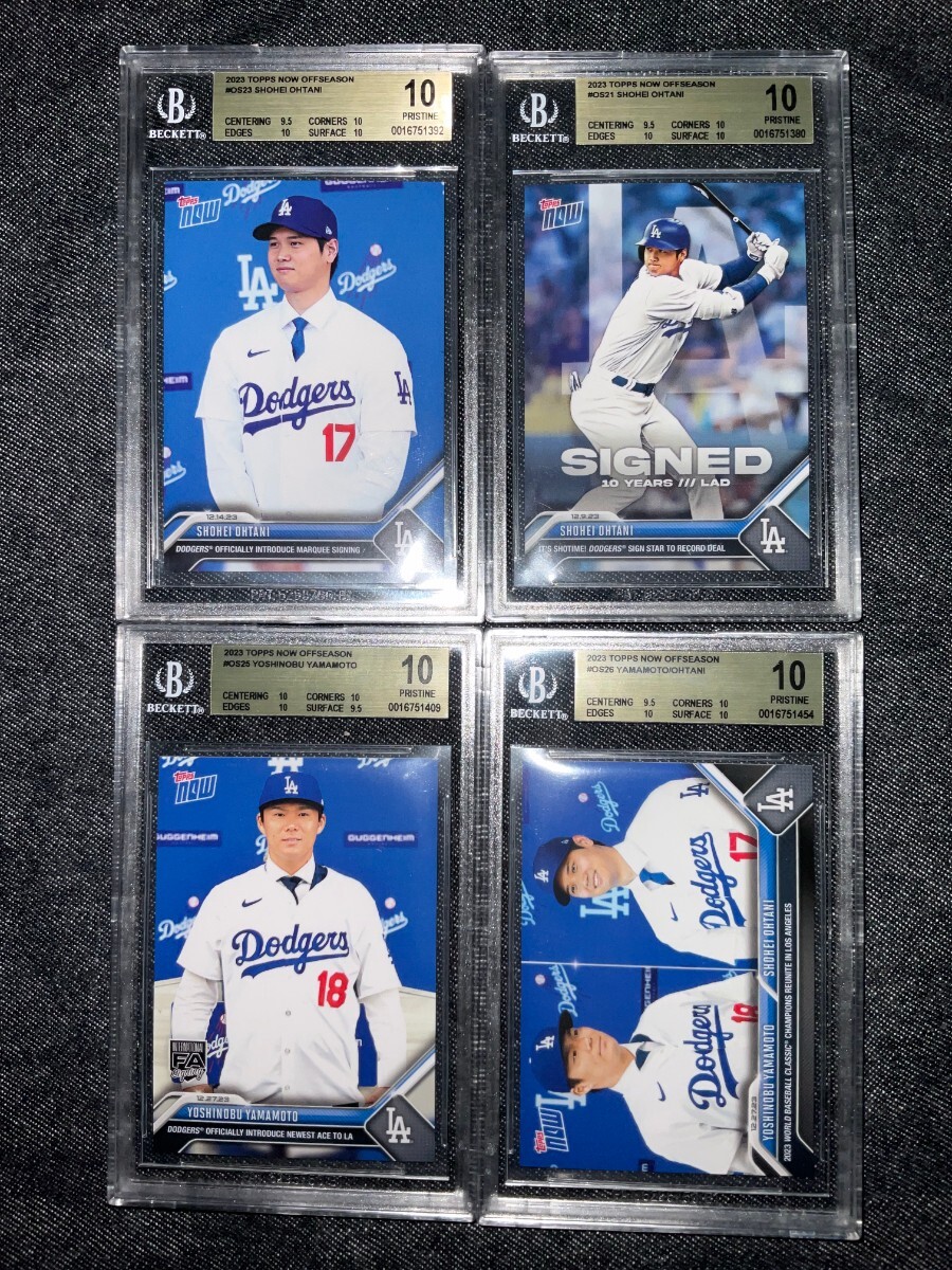 BGS10 TOPPSNOW 大谷翔平 山本由伸 鑑定品 美品 PSA10以上 4枚セット ゴールドラベル ドジャース Aの画像1