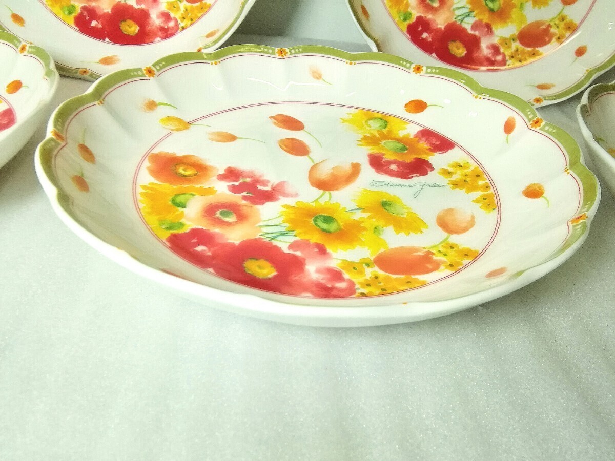 Tiziana Gallo ティツィアナガロ  ITALY イタリア MADE IN JAPAN 日本製 プレート皿 盛り皿 お皿 食器 花柄 5客揃 中古品の画像5