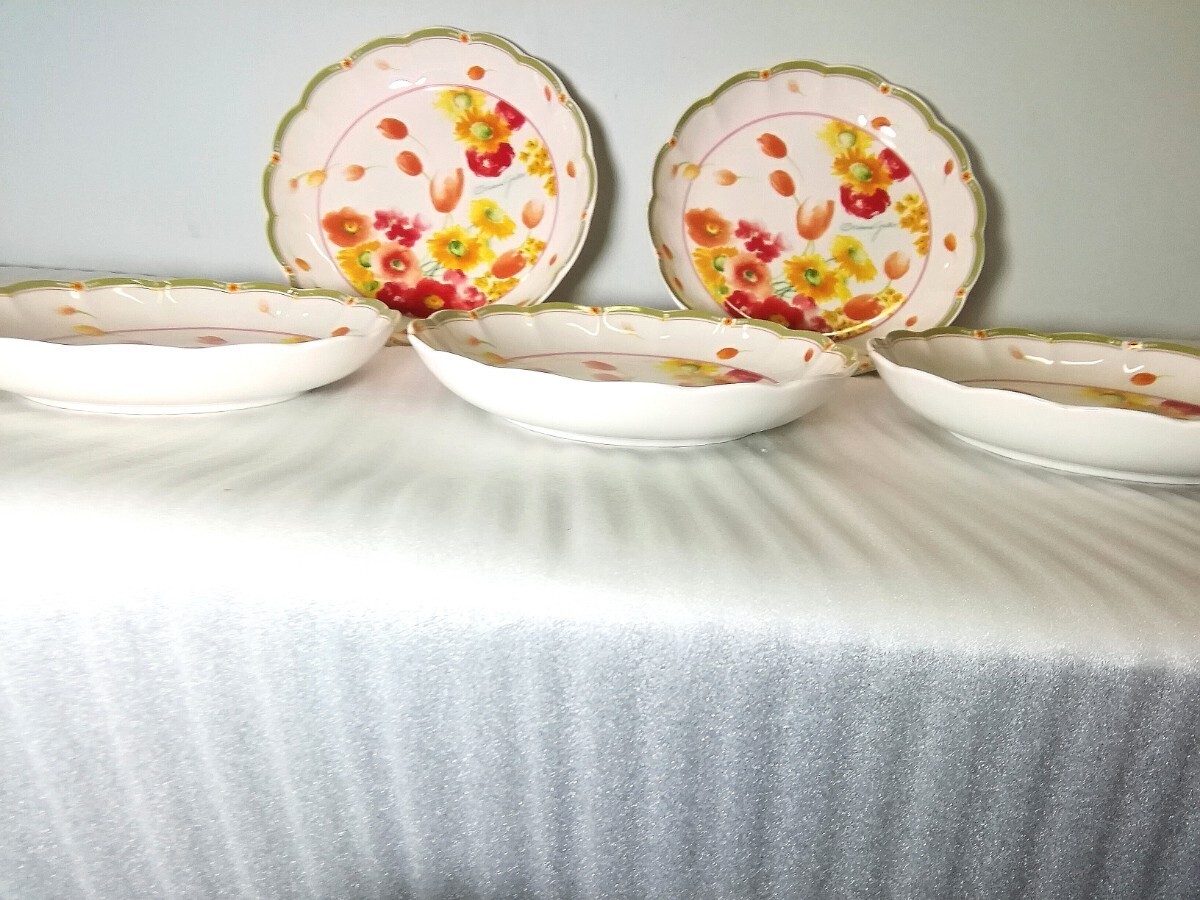 Tiziana Gallo ティツィアナガロ  ITALY イタリア MADE IN JAPAN 日本製 プレート皿 盛り皿 お皿 食器 花柄 5客揃 中古品の画像6