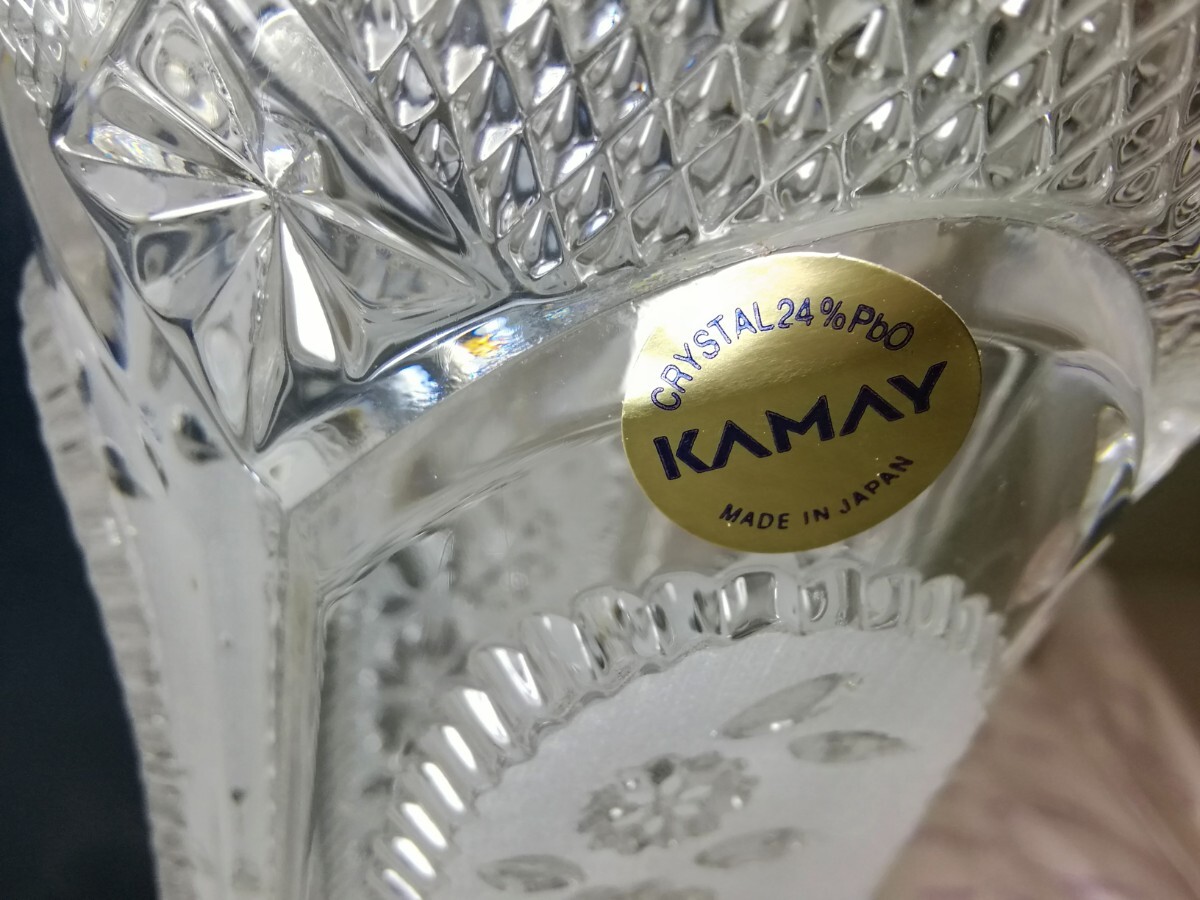 未使用☆KAMAY GALLERY　 カメイガラス 　クリスタル花瓶　 花器 花入　 ガラス花柄 　重量感のある花瓶　 MADE IN JAPAN MO-2501_画像3