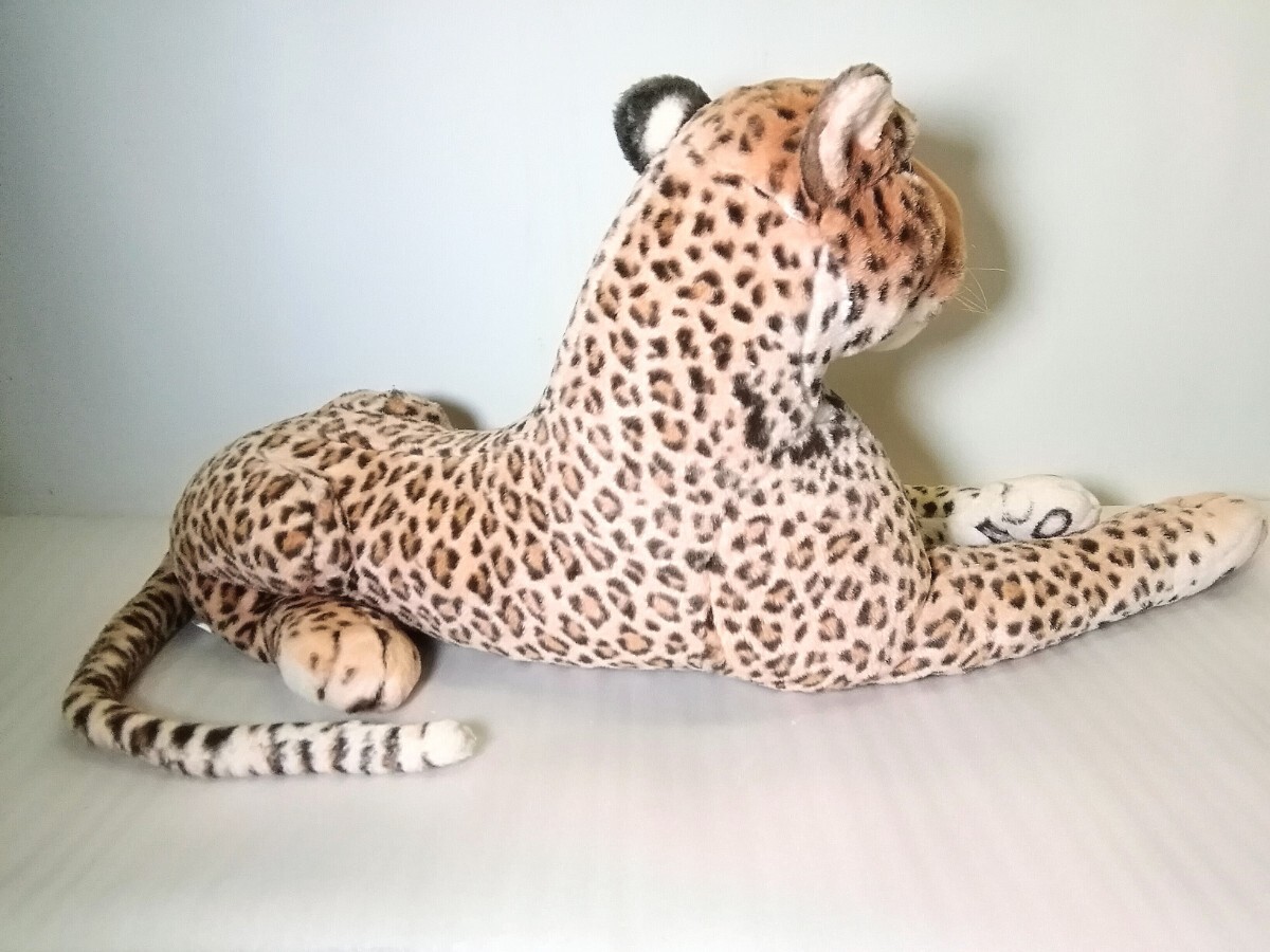  леопард мягкая игрушка настоящий! животное BIG мягкая игрушка общая длина примерно 75cm животное б/у товар 