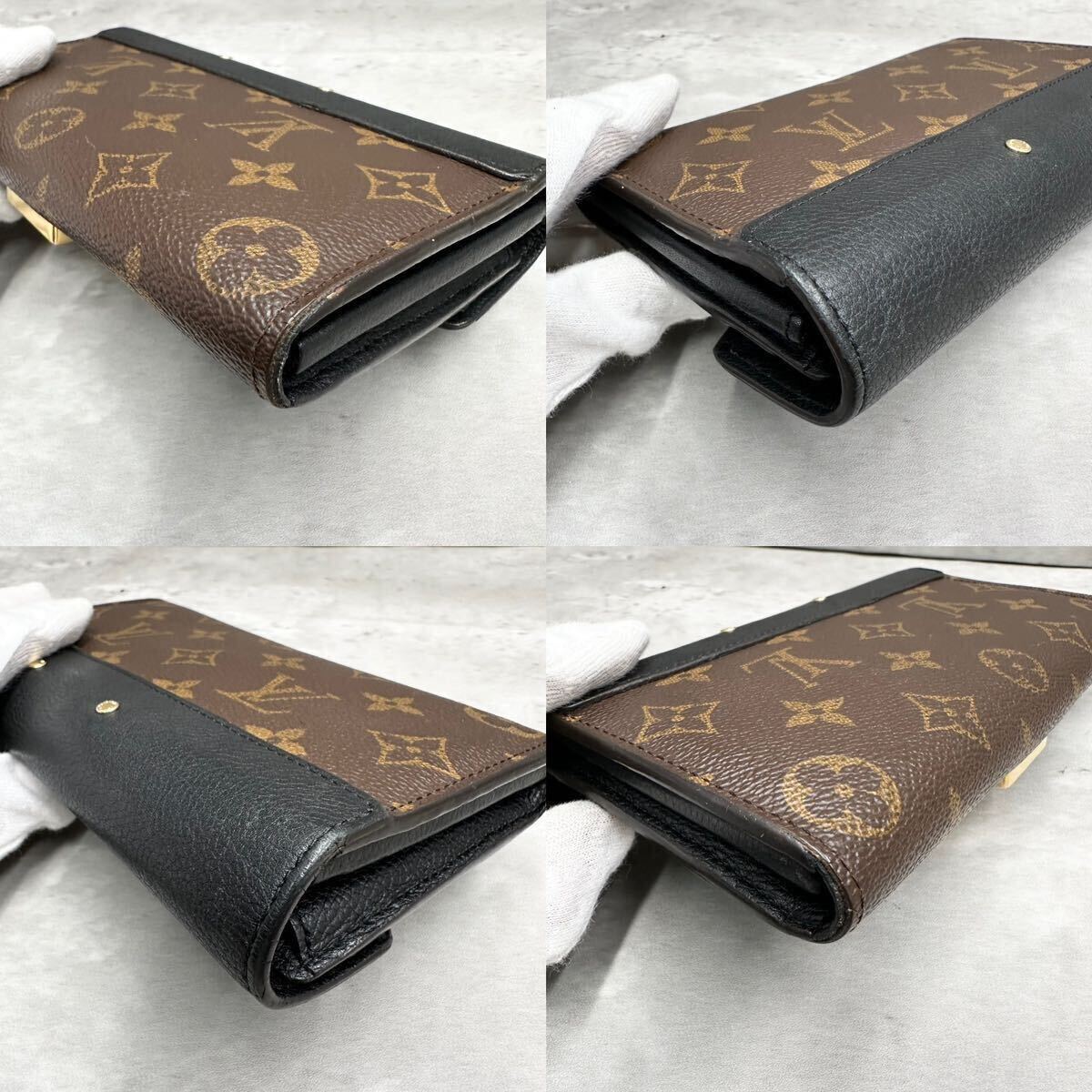 1円■付属品完備■ LOUIS VUITTON ルイヴィトン M58414 モノグラム ポルトフォイユ パラス 折り 長財布 ウォレット レディース メンズ 黒 _画像6