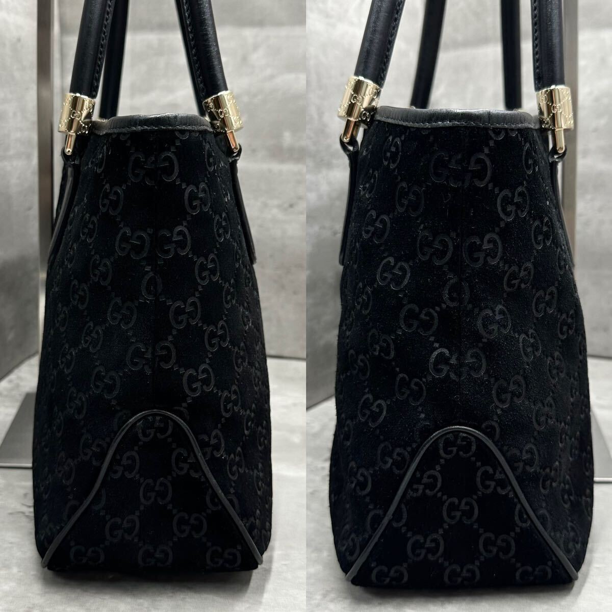 1円■極美品■ グッチ GUCCI メンズ GGキャンバス シェリーライン トートバッグ ハンドバッグ ビジネスバッグ レザー 本革 A4◎ 大容量 の画像4