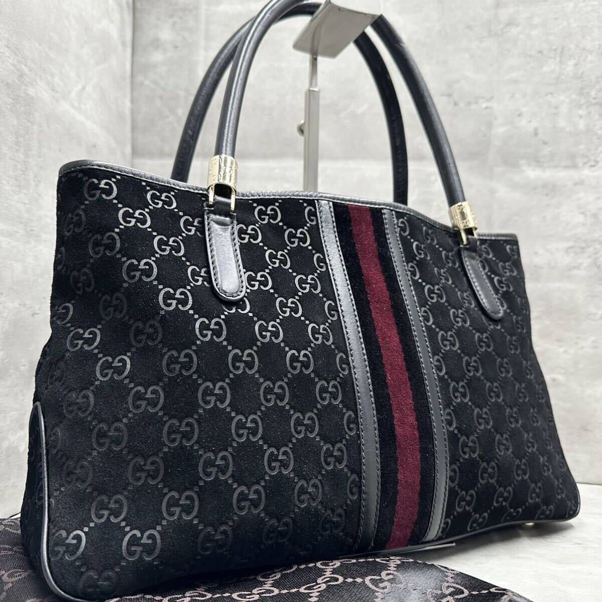 1円■極美品■ グッチ GUCCI メンズ GGキャンバス シェリーライン トートバッグ ハンドバッグ ビジネスバッグ レザー 本革 A4◎ 大容量 の画像1