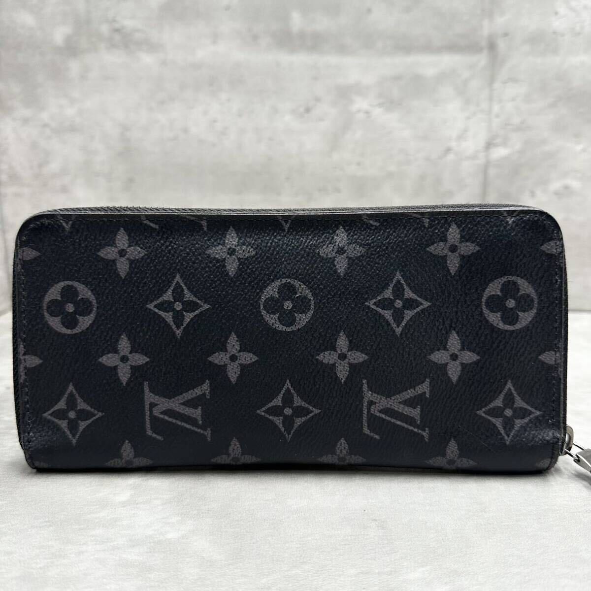 1円■新型■ ルイヴィトン LOUIS VUITTON メンズ モノグラム エクリプス 長財布 ヴェルティカル ジッピー レザー 本革 PVC ノワール 現行品の画像3