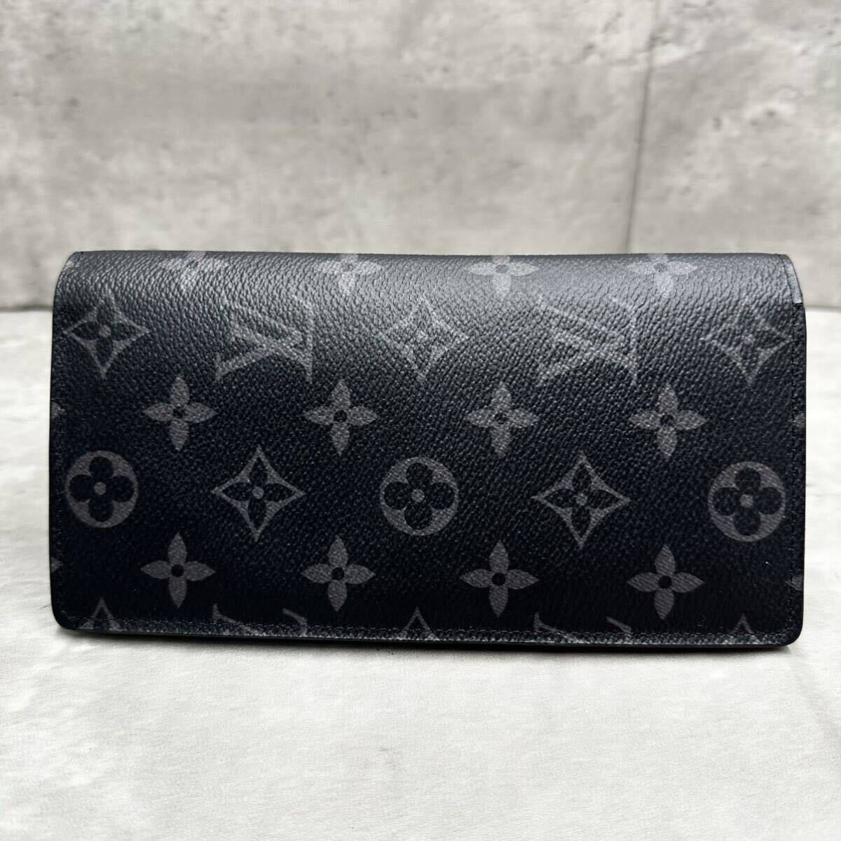 1円■RFID搭載モデル■ LOUIS VUITTON ルイヴィトン メンズ モノグラム エクリプス ポルトフォイユブラザ 二つ折り 長財布 ウォレット 黒