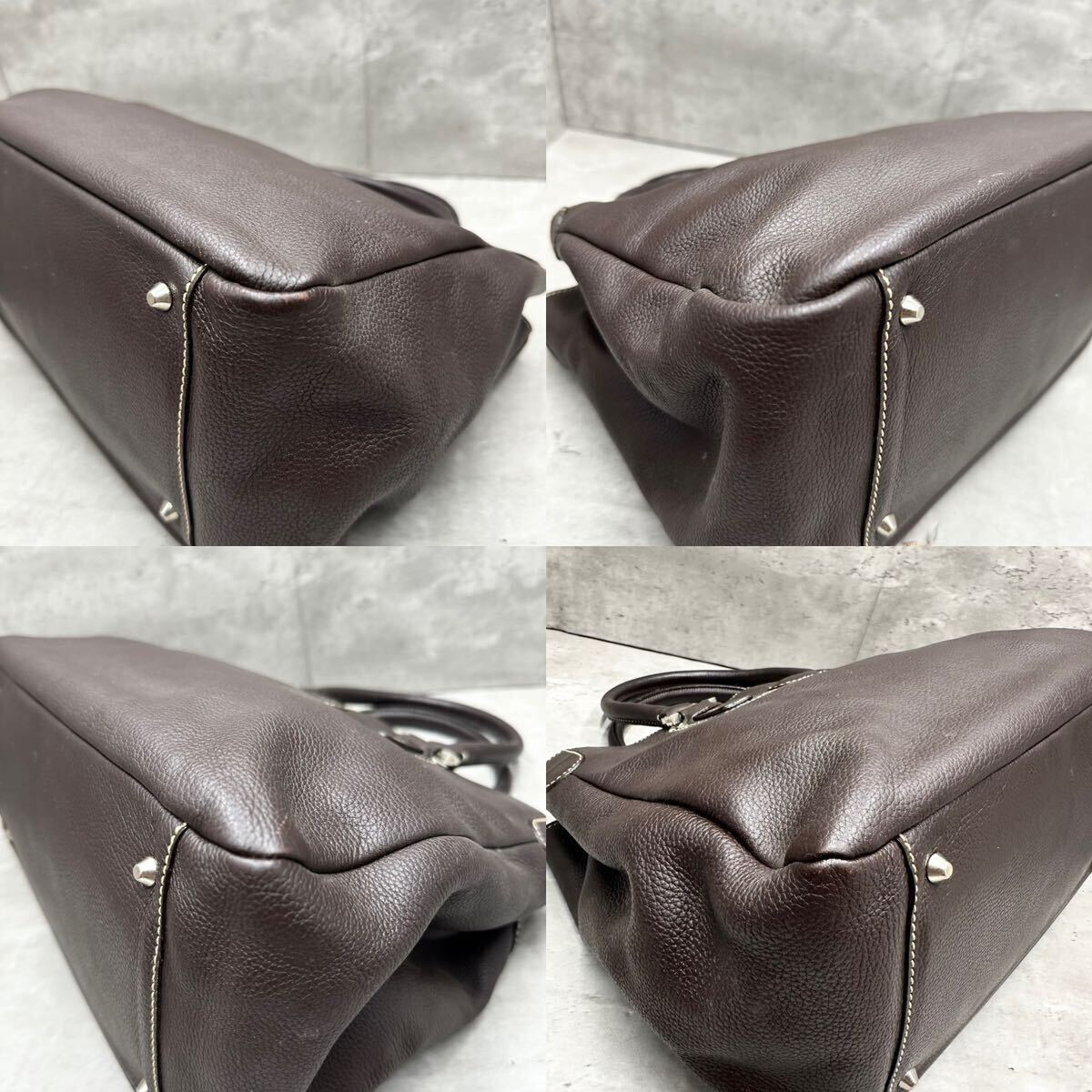 1 jpy #A4*# TOD\'S Tod's men's te Caro goen Boss tote bag business bag leather original leather commuting high capacity dark brown 