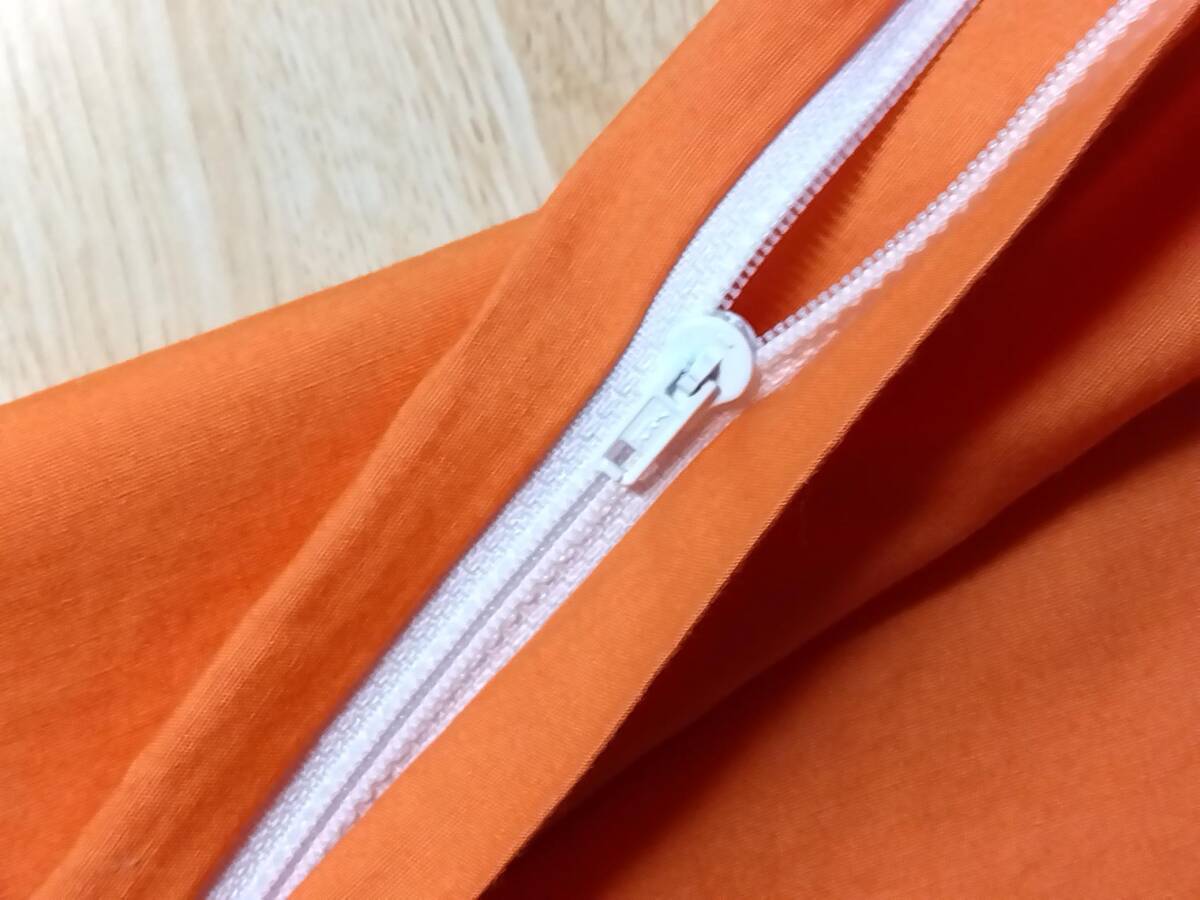 ★枕カバー（ピローケース）43×63cm オレンジ色★日本製 綿コットン100％ スーパーオレンジ（鮮やかなオレンジ）縫製キレイ丁寧の画像3