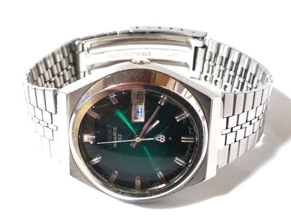 【Yn5☆】SEIKO/セイコー◇諏訪09クオーツ/0923-8030/QMQ012◇1974年製♂クオーツ/グリーン/レアケースの画像9