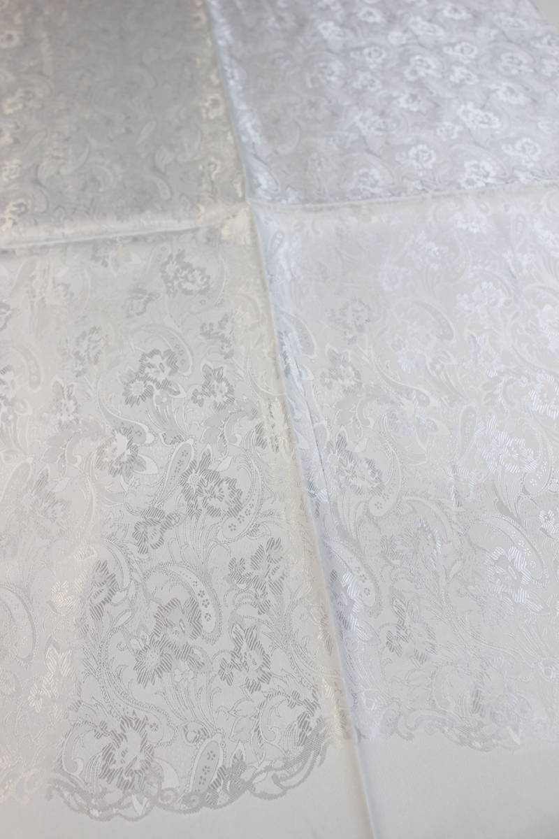 新品 アウトレット【SILK シルク100%】華 ペイズリー柄 大判 ストール/スカーフ WHITE 白 ホワイト_画像3