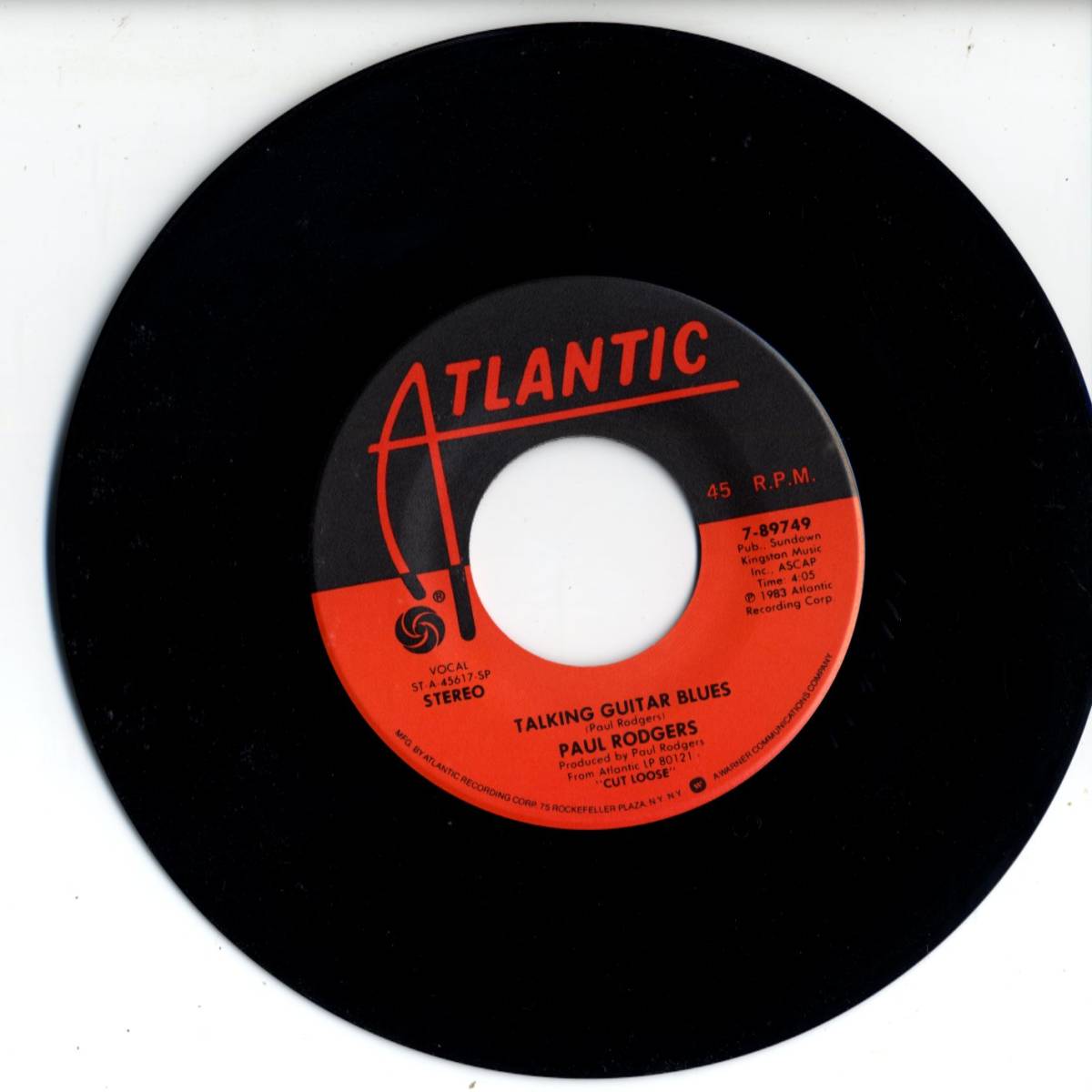 Paul Rodgers (Free, Bad Compnay, Queen関連）「Cut Loose/ Talkinh Guitar Blues」 米国ATLANTIC盤EPレコード_画像3